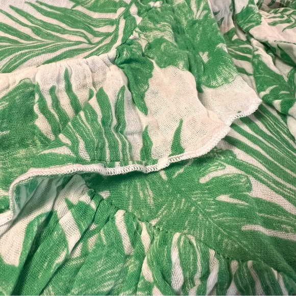 NWT~Felicite Green Palm Wrap Skirt & Top Set Sz 2 Small Soft Light Cotton Gauze - Picture 9 of 11